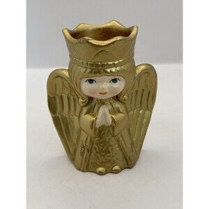 Vintage Dickson Angel Cherub Votive Candle Holder Gold Korea